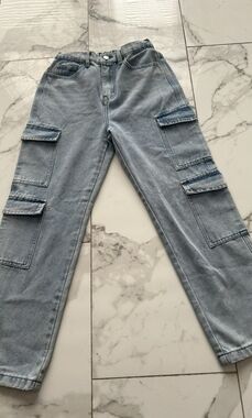 Source Unknown Light Wash Denim Cargo Pants